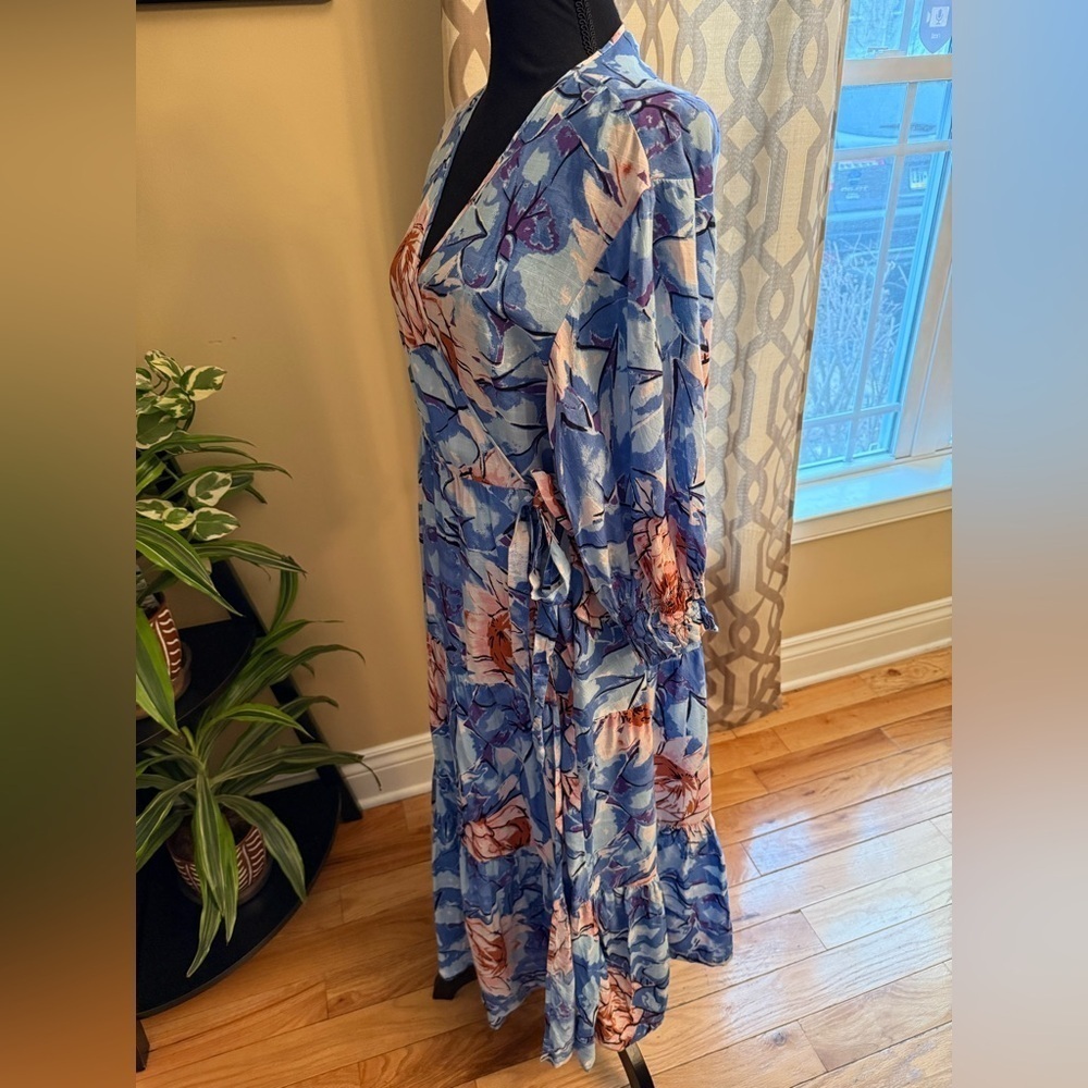 Urban Outfitters Giovanna Floral Wrap Midi Dress Printed Summer Smocked Womens S - Picture 5 of 14
